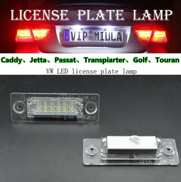 2 pezzi di errore 18LED luce targa per Skoda Transporter Passat Golf Touran bianco 6000k unità di decodifica lampada di coda3143549