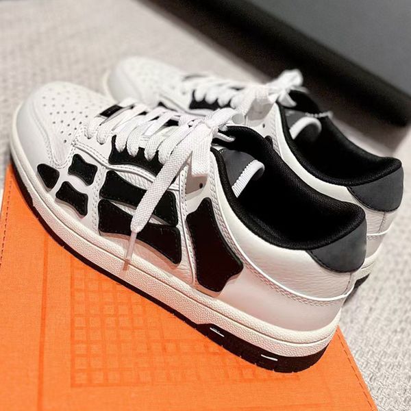 2024 frauen Designer Neue Stil Logo Muster Druck Leder Casual Knochen Schuhe Mode High Street Paar Knochen Sneaker Größe 35-45 für frauen