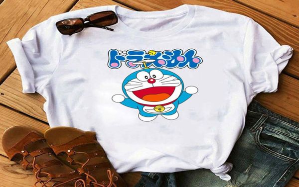 Anime roupas de verão manga curta camiseta impressão engraçada dos desenhos animados doraemon gráfico casual topos women039s tshirts1460833