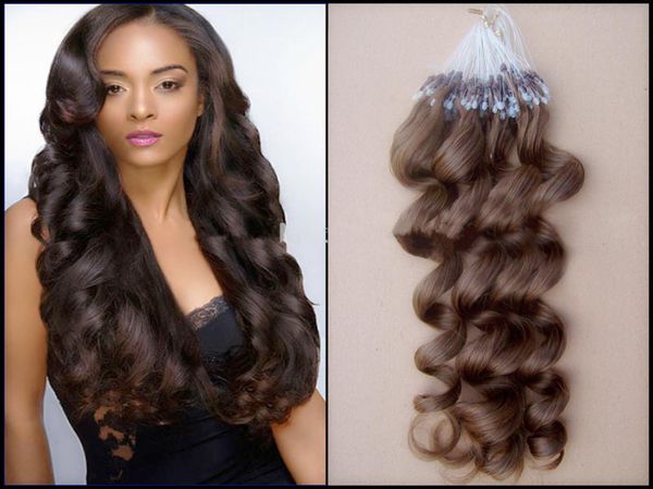 100g 1gs brasilianische Mikroringschleifen-Haarverlängerungen LOOSE WAVE Micro Bead Links Remy Haarverlängerungen7031857