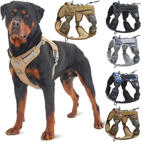 Collari per cani Imbracatura tattica riflettente per cani di piccola taglia Gilet da addestramento Guinzaglio per animali domestici e set imbottito regolabile per esterni