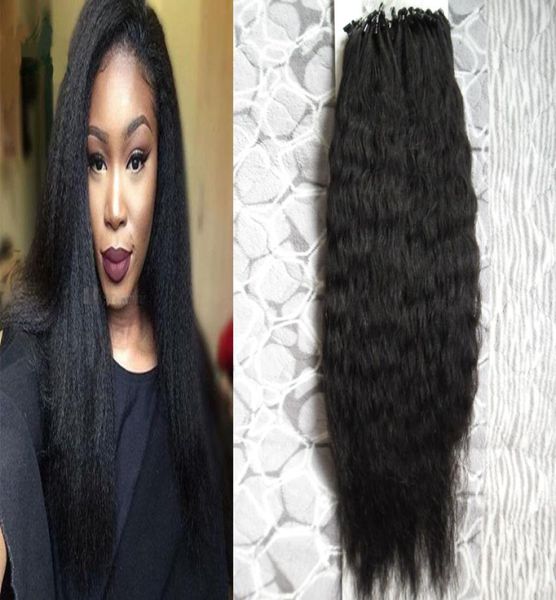 1gs Kinky Straight Loop Micro Ring Hair Coarse Yaki 100 Human Micro Bead Links Maschinell hergestellte Remy Haarverlängerung 100g9003875