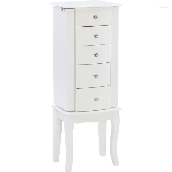 Коробки для хранения мебели Powell Ювелирные изделия Шкафы белые 13 x 9,375 x 35,5 дюймов Шкафы