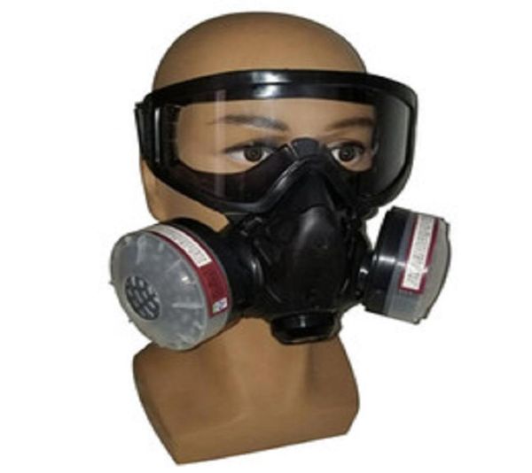 Maschera antigas con filtro Respiratore con filtro a mezza faccia con occhiali antiappannamento Maschera antipolvere chimica per verniciatura a spruzzo Saldatura3752645