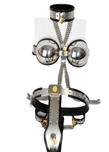 Cintura per dispositivi in acciaio tipo T regolabile femminile Cintura per coscia Polsino per reggiseno manette per collare 5 pezzi in 1 set set di dispositivi 3 colori8567758