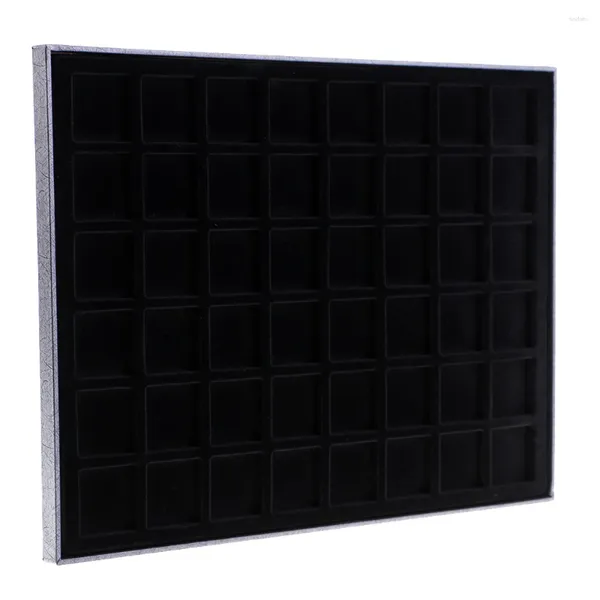 Sacchetti per gioielli 48 griglia per monete/vetrina espositore per forniture per negozi 36x36mm -Nero