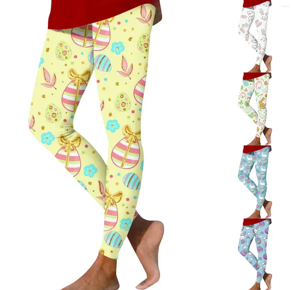 Pantaloni da donna a vita alta Yoga per donne Ragazze colorato divertente giorno di Pasqua stampato elastico leggings da allenamento collant Ropa Mujer Juvenil