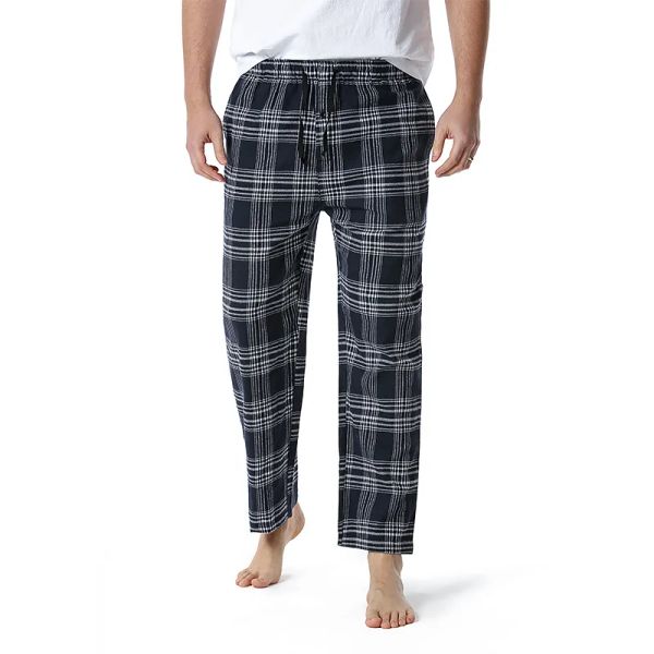 Hosen Frühling 2023 Neue männer Weiche Flanell Plaid Pyjamas Casual Vielseitig Solide Yoga Hosen Lose Große Hause Hosen