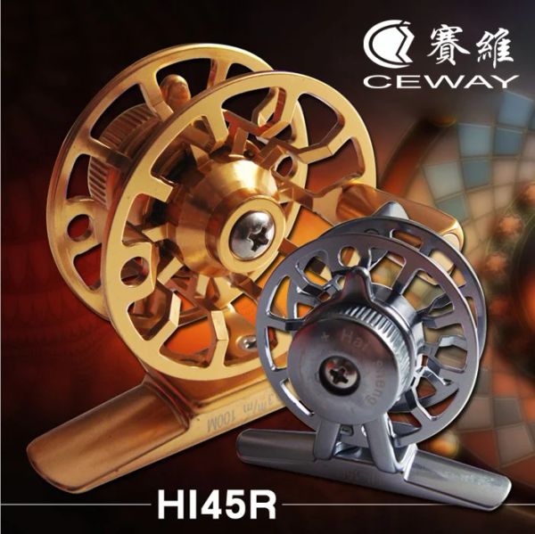 Carretilhas de inverno HI45 CEWAY Bobina de peixe de metal Bobina de pesca com mosca Material Equipamento Equipamento Carretel de pesca no gelo NOVO 2019 FRETE GRÁTIS