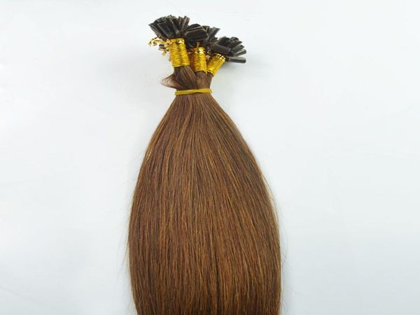 4 Koyu Kahverengi Brezilya Düz Saç U Tip Saç Uzantısı 100G 100S Ön Bağlanmış Saç Uzantıları9536171
