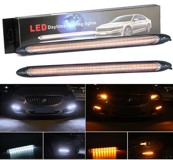 DRL Luci di marcia diurna Led Car Impermeabile Universale DC 12V Faro automatico Segnale di svolta sequenziale Flusso giallo Luce diurna6348646