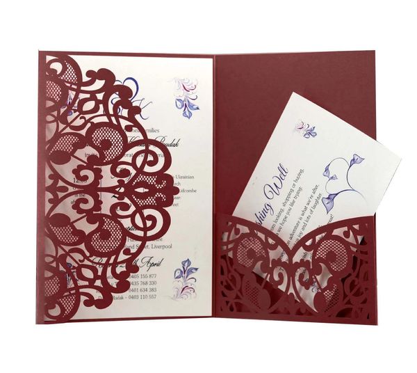 50 Stück elegante lasergeschnittene Hochzeitseinladungskarten, individuelle Grußkarten für Unternehmen mit RSVP-Karten, Geburtstagsparty-Geschenkartikel 240301