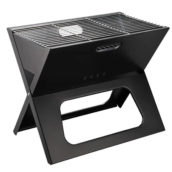 Großer tragbarer, verdickter Xtype-Klappkohlegrill, Outdoor-Camping-Picknick mit Edelstahlmattengrill 240223