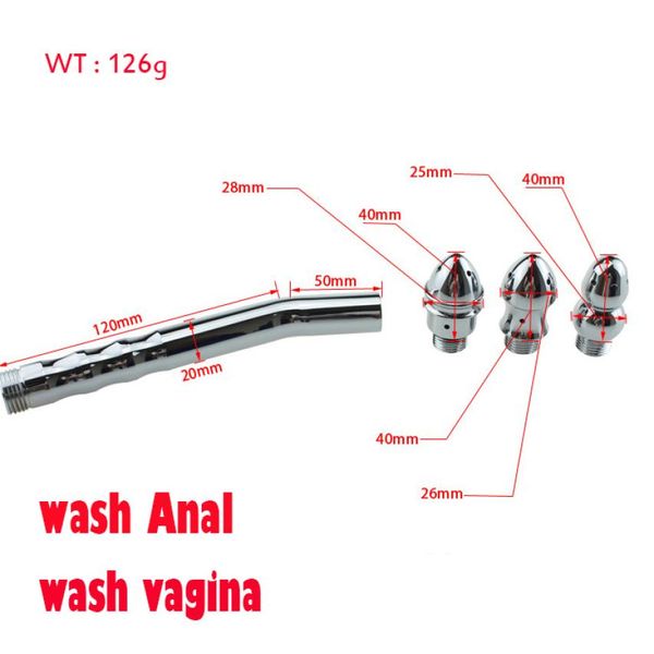 Aluminium Dusche Einlauf Wasserdüse 3 Stil Anal Plug Kopf Einlauf Anal Reinigung Vagina Reinigungsset Wasserhahn SM Anal Sex Spielzeug2130533