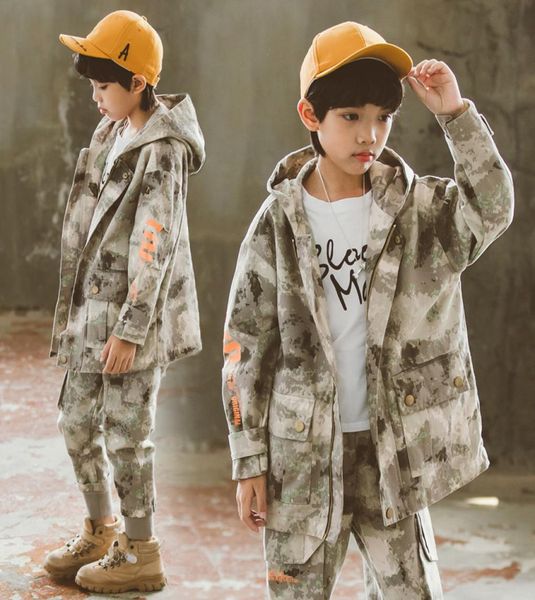 Teenager Jungen Kleidung Sets 2020 Frühling Brief Camo Jacke Hosen Sprot Anzug für Jungen Kleidung Mode Kinder Kostüm 10 12 jahre T20046378062