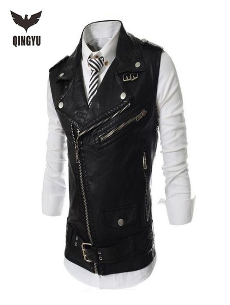 Nuovo gilet da moto in pelle da uomo Gilet in pelle da uomo Gilet rosso Steampunk Rock Slim Zipper senza maniche Giacca4772884