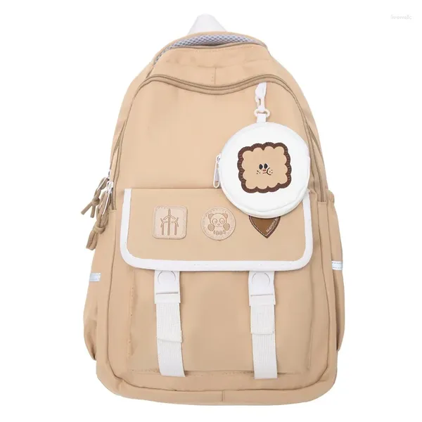 Sacos escolares meio para meninas adolescentes universitários mochila mulheres nylon livro campus casual bagpack