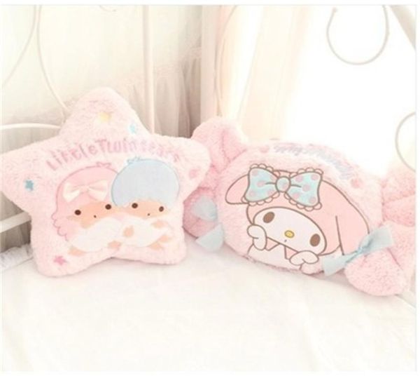 Kawaii Cartoon Kissen My Melody Candy Little Twin Star Form Plüsch Weiches Rückenkissen Kreative Sofa Bett Dekoration Gefüllte Puppen MX9982887