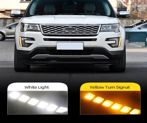 2PCS Per Ford Explorer 2016 2017 2018 Indicatori di direzione gialli Funzione Car LED DRL 12V LED Daytime Running Light Daylight8161891