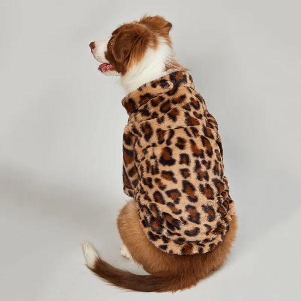 Hoodies jaqueta para animais de estimação roupas quentes de inverno para cães pequenos e médios moda cão velo parka pet leopardo jaqueta buldogue francês casaco de pele macia