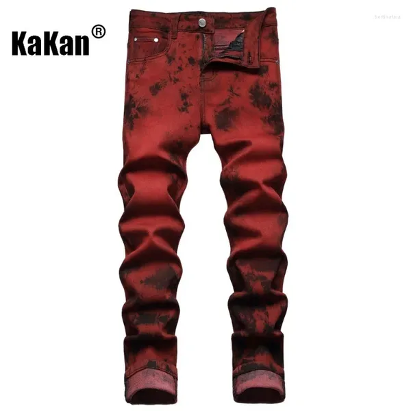 Herrenjeans Kakan – europäisch und amerikanisch gefärbter roter Ziegelstein für Herren, originell, personalisierbar, Straße, trendig, lang, K87-F843