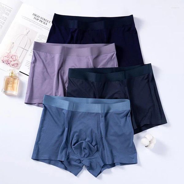 Cuecas masculinas moda modal sem costura masculino e adolescente antibacteriano boxer shorts uma peça ângulo plano extremidades curtas