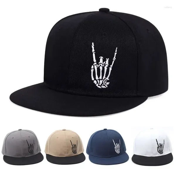 Ballkappen kreative Schädel Handknochen flache Krempe Hut Männer Hip-Hop Street Trend Spleißen coole Schnapphüten Frau Outdoor Sport Baseball