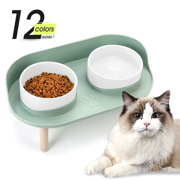 Forniture NUOVA Doppia Ciotola per gatti Ciotola per cani Ciotola per acqua per l'alimentazione di animali domestici Alimentatore per cuccioli di gatto Forniture per prodotti Ciotole per cibo e acqua per animali domestici per cani