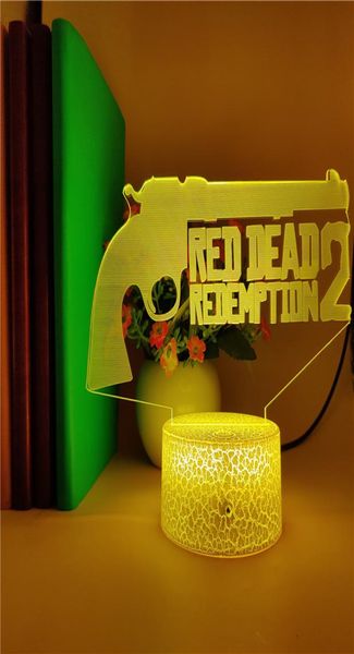 Lampada da scrivania 3D RGB Gun Night Light LED Red Dead Redemption Nightlight APP Control Club Decorazione della sala giochi Adolescenti Fan Gift2447841