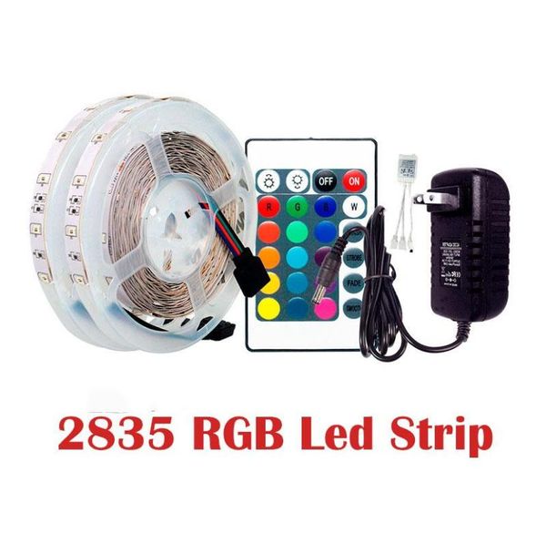 Strisce RGB LED Strisce luminose 5M 10M Decor per la cucina domestica Luce al nastro Neon Diodo impermeabile Nastro DC12V Controller Adattatore SetLED5563282