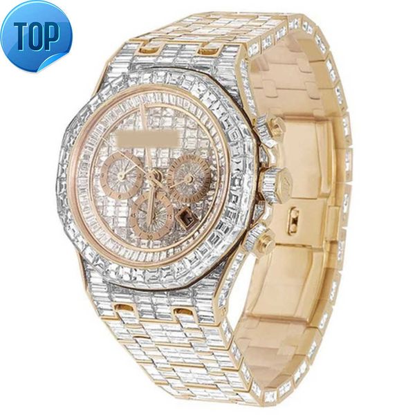 Hip Hop Jóias Buss Down Real Natural Moissanite Diamond Watch Iced Out VVS VS Diamond Relógios Automáticos