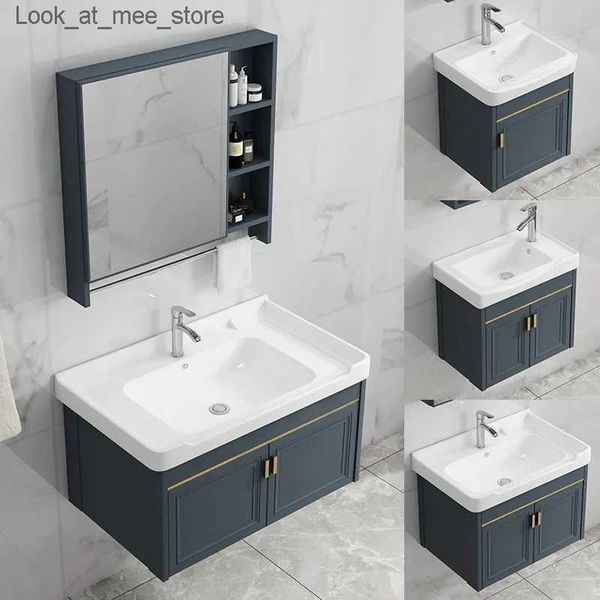 Rubinetti per lavandino del bagno Mini bagno vanity wall specchio del bagno moderno lavandino del bagno vanity storage rack mobili per la casa Q240301