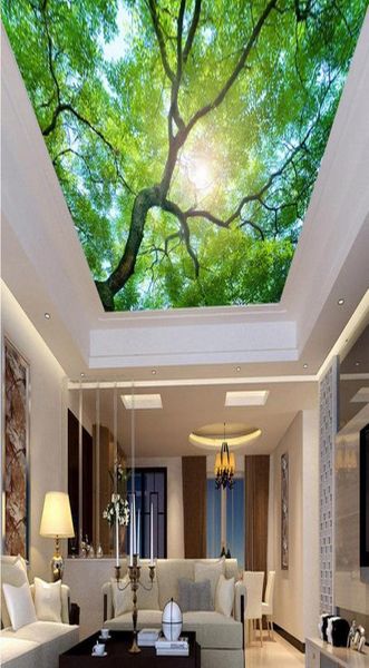 3d потолочные обои для стен спальни на заказ 3d обои для потолков зеленые высокие старые деревья 3d потолочные обои для гостиной 3638440