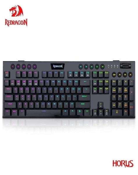 Teclados Redragon Horus K618 RGB Suporte Bluetooth 50 Wireless USB 24G 3 Modo Mecânico Teclado de Jogo 104 Teclas Compute PC 227828227