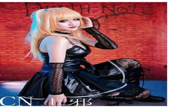 WholeSexy trajes de Halloween para meninas anime death note Misa Amane cosplay traje vestido preto manguito neckwear7546380