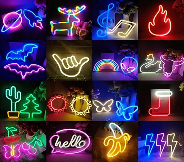 Luzes da noite Estilos LED Neon Light Sign para Kids Room Crianças Quarto Festa Decoração de Casamento Arte de Parede Lâmpada Xmas GiftNight Light1254843