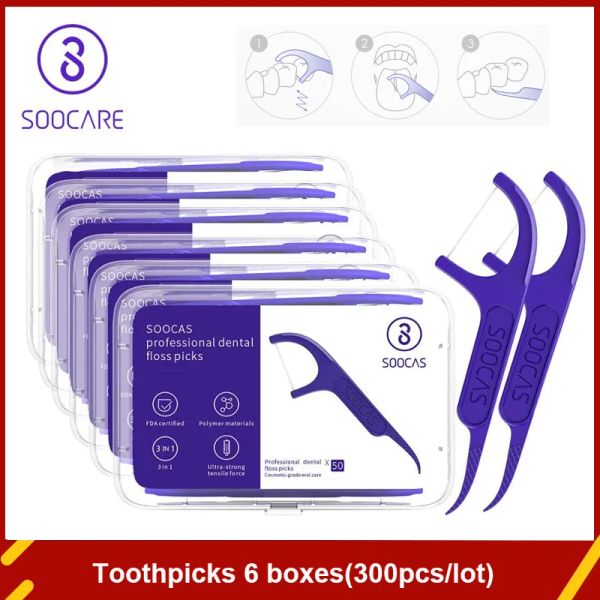 Controllo originale Youpin SOOCAS filo interdentale scegliere i denti stuzzicadenti bastone igiene orale design ergonomico test FDA per uso alimentare 50 pz/scatola