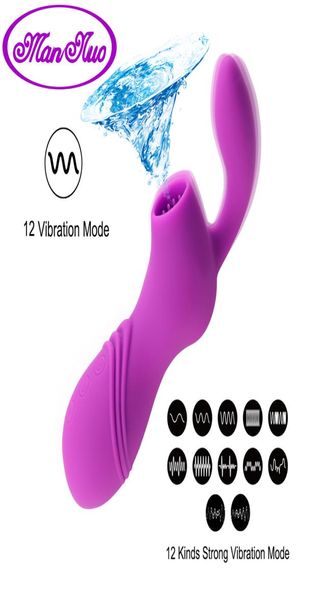 Man nuo Clit Sucker Vibratore Capezzolo Succhiare Vibrazione Giocattoli del sesso per le donne Pompino Lingua Leccata orale Stimolatore del clitoride S197068173293