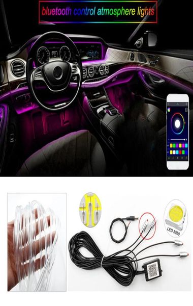 Araba iç led rgb atmosfer lambası neon şeridi hafif karstilling dekorasyon ile aktif bluetooth uygulaması uzaktan kumanda colorf6245436