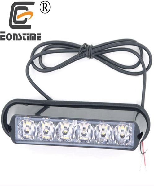 Eonstime 1 Stück 12V24V Superheller Frontstoßstangengrill 6 LED 6W Warnblitz-Blitzlicht Schwarzer Sockel Rot Blau Bernstein Weiß 6290307