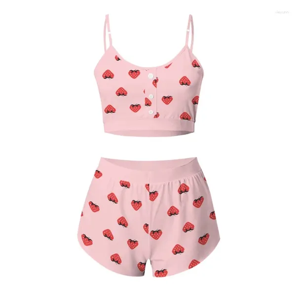 Reggiseni set di biancheria intima set da donna sexy sexy canotta top corto reggiseno carino stampato alla fragola in pizzo in pila senza soluzione di continuità pamas lingerie