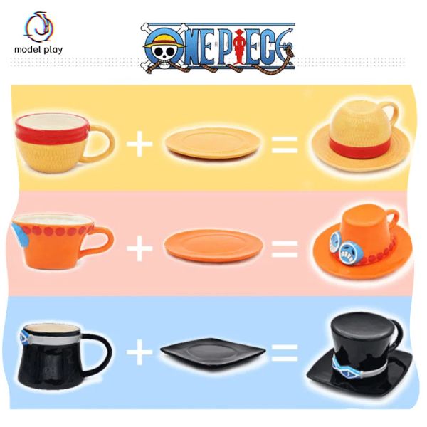 Strumenti Stock Anime One Piece Cosplay Mug Water Cup Creative Three Brothers HACE CAFE COAD CUP Luffy Ace Sabo Ceramic Cup per feste