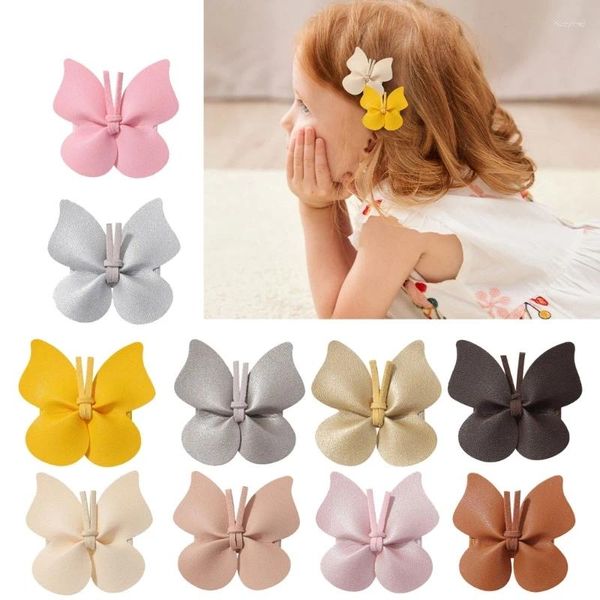 Haarschmuck 10 Stück Mädchen niedliche Schmetterlingsklammern für Kinder handgefertigte PU-Leder-Haarnadeln Haarklammern Mode-Baby-Geschenkset