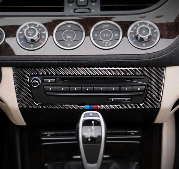 Car styling Per BMW Z4 Adesivo per auto in fibra di carbonio Aria condizionata Copertura del pannello di controllo CD per E89 20092015 accessori interni9293251