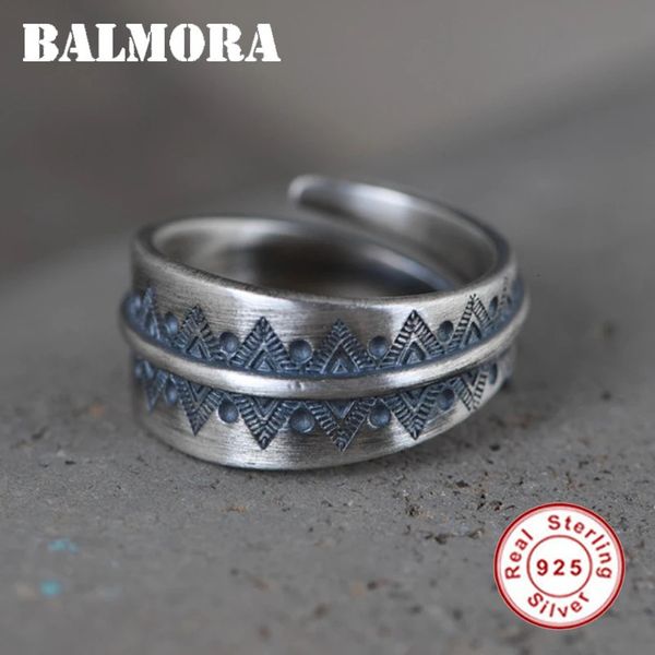 BALMORA 100% 925 Argento Totem Indiano Anello Inciso Per Le Donne Ragazza Amante Retro Punk Aperto Tornante Anello Dichiarazione Anello Gioielli Regalo 240220