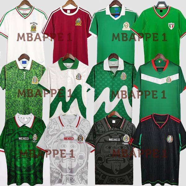 Retro 1985 1986 México Mens Futebol Jerseys BLANCO HERNANDEZ 1994 H. SANCHEZ 1998 BLANCO Home Away 3ª Camisas de Futebol Uniformes de Manga Curta