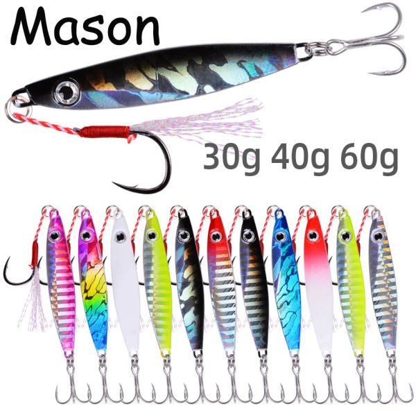 Esche 12 pz/lotto Maschere di Metallo Cucchiaio Esche 60g 40g 22g 7G Jig Lure Esche Artificiali Shore Jigging Lento super duro Bass Sea Fishing Tackle