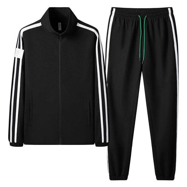 Felpe con cappuccio da uomo Felpe Set sportivo uniforme scolastica da uomo nuova cravatta alla caviglia giacca resistente in cotone giacca con colletto rialzato felpa con cappuccio a tre barre set casual