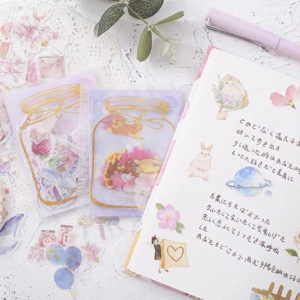 Hediye Sargısı 40pcs Bronzing Scrapbooking Sticker Güzel Kız Diy Diary Dekorasyon Yapışkan Notlar Memo Pad Deco Telefon Çıkartmaları