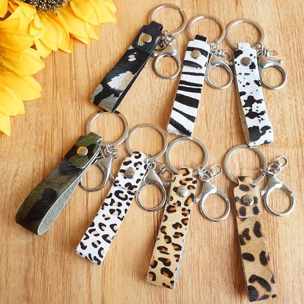 Schlüsselanhänger, Leoparden-Pony-Haar, echtes Leder, Schlüsselanhänger, mehrfarbig, handgefertigt, Autotasche, hängender Anhänger, Zubehör
